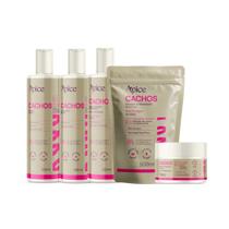 Kit Shamp, Cond, Gelatina, Máscara e Refil Ativador 500g Cachos Nova Fragrância Apice