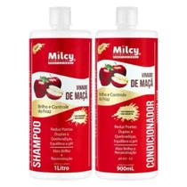 Kit Shampoo 1 Litro + Condicionador 900ml VINAGRE DE MAÇA Milcy Hidratação e Nutrição Capilar