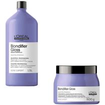 Kit Shampoo 1500ml e Máscara Gloss 500g Loreal Blondifier - Cabelos Loiros