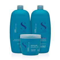 Kit Shampoo 1L Condicionador 1L Máscara 500ml Alfaparf Semi Di Lino Curls