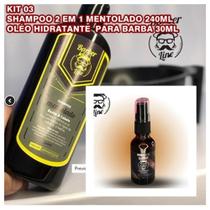 Kit Shampoo 2 em 1 Cabelo e barba 240ml + Óleo Hidratante Trad Barba 30ml - Barber Line