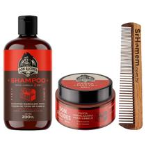 Kit Shampoo 230ml Pasta Barba Negra Pente Duplo Don Alcides Kit Shampoo 230ml Pasta Barba Negra Pente Duplo Don Alcides