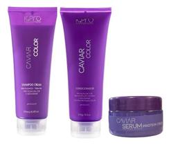 Kit Shampoo 240ml Condicionador 240ml Sérum 80g Caviar Color Kpro