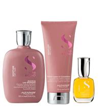 Kit Shampoo 250ml + Condicionador 200ml Alfaparf Semi Di Lino Nutritive + Óleo Capilar Cristalli Liquidi 15ml