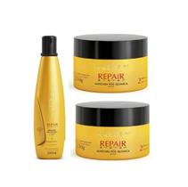 Kit Shampoo 300Ml + 2 Mascaras 250G Pos Química Repair