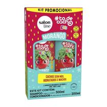Kit Shampoo 300ml + Condicionador 200ml Salon Line Kids To de Cachos Morango Antiporosidade