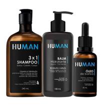 Kit Shampoo 31 240ml E Creme Balm Pós Barba Com óleo Hidratante Human 30ml
