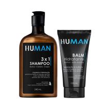 Kit Shampoo 31 Barba Cabelo Corpo 240ml e Creme Balm Hidratante Pós-Barba Human