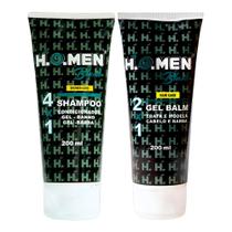 Kit Shampoo 4x1 Anticaspa e Gel Balm para Barba 200ml H.O.Men Black Hair Care