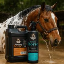 Kit Shampoo 5 Litros Leave In 1 Litro Prizer Horse Uso Veterinario Para Equinos Brilho Hidratação