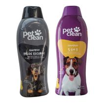 Kit Shampoo 5x1 + Shampoo Pelos Escuros Pet Clean Cães Gatos