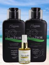 Kit shampoo, ativador de cachos linha cachos e serum reparador revitaliz maggioni