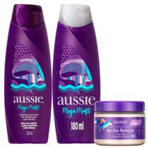 Kit Shampoo Aussie Mega Moist Super Hidratação 180ml + Condicionador 180ml + Máscara de Tratamento Aussie Non Stop Hydration 270ml