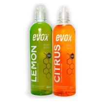 Kit shampoo automotivo citrus 500ml e lemon 500ml evox Kit shampoo automotivo citrus 500ml e lemon 500ml evox