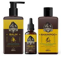 Kit shampoo balm e óleo para barba don alcides lemon bone