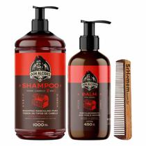 Kit Shampoo Balm Grande Barba Negra Pente Duplo Don Alcides