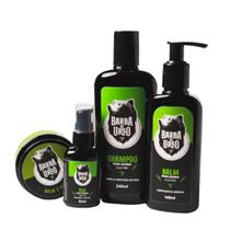 KIT Shampoo + Balm Hidratante + Óleo + Balm 2 em 1 para Barba de ALECRIM - Barba de Urso