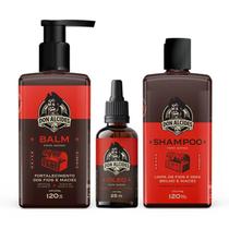 Kit Shampoo + Balm + Óleo para Barba Don Alcides Barba Negra