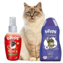 Kit shampoo beeps estopinha gatos e col melancia pet society