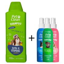 Kit Shampoo Bomba Vitamina + Perfume para Cães e Gatos Pet Clean