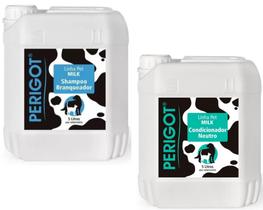Kit Shampoo Branqueador e Condicionador Neutro Milk 5l Para Cães e Gatos