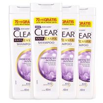 Kit Shampoo Clear Anticaspa Hidratação Intensa Leve 400ml Pague 330ml - 4 Unidades