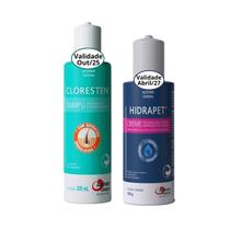 Kit Shampoo Cloresten 200ml + Hidrapet creme 100g Cães E Gatos