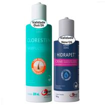 Kit Shampoo Cloresten 200ml + Hidrapet creme 100g Cães E Gatos