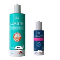 Kit Shampoo Cloresten 500ml Hidrapet Creme 100ml Cães Gato