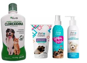 Kit Shampoo Clorexidina Kelldrin Com Hidratante E Limpa Lágrima E Patas Pet Clean