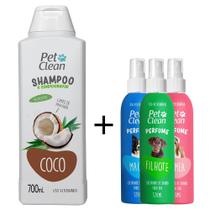 Kit Shampoo Coco + Perfume para Cães e Gatos Pet Clean