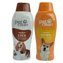 Kit Shampoo Coco + Shampoo Natural Pet Clean Cachorro Gato