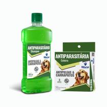 Kit Shampoo + Coleira Antipulgas Carrapatos Cães World