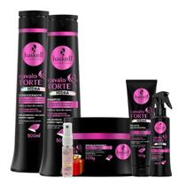 Kit Shampoo + Cond 500ml+ Masc 300ml+ Protetor + Fluido Haskell Cavalo Forte Hidra + Presente Lourre 15ml