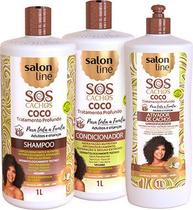 Kit Shampoo + Cond. + Ativador de Cachos 1L S.O.S Coco