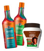 Kit Shampoo, Cond Bombar 1l E Máscara Vitamina Coco - Inoar Kit Shampoo, Cond Bombar 1l E Máscara Vitamina Coco - Inoar
