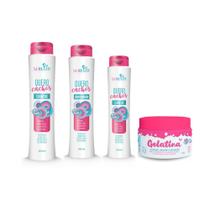 Kit Shampoo Cond Creme Pentear Quero Cachos Gelatina Mahair