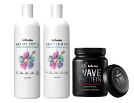 Kit Shampoo, Cond e Máscara Reconstrução Wave Protein Kah-Noa