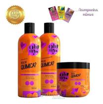 Kit Shampoo Cond Máscara 500ml Rolou Química Oh My Kit Shampoo Cond Máscara 500ml Rolou Química Oh My