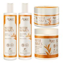 Kit Shampoo, Cond, Máscara e Creme Nutri Waves Apse