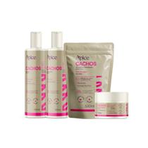 Kit Shampoo, Cond, Máscara e Refil Ativador 500g Cachos Nova Fragrância Apice