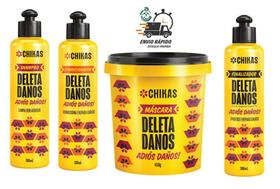 Kit Shampoo Cond Máscara Finalizador Deleta Danos Chikas