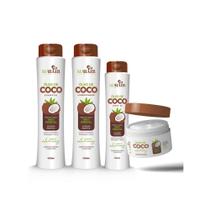 Kit Shampoo Cond Máscara Leave Nutrição Profunda Coco Mahair