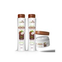 Kit Shampoo Cond Máscara Nutrição Profunda Coco Mahair