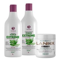 Kit Shampoo + Cond + Máscara Veg Força Extrema Lanox Trihair