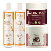 Kit Shampoo, Cond Nutri Waves, Ativ Anti Frizz e PH Control Apse