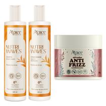 Kit Shampoo, Cond Nutri Waves + Ativador Anti Frizz Apse