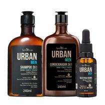 Kit Shampoo Condicionador 3 em 1 e Óleo para Barba Bigode Cabelo IPA Beer Urban Men