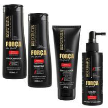Kit (Shampoo/Condicionador 350ml / Finalizador 200g/Loção 100ml) Força Bio Extratus
