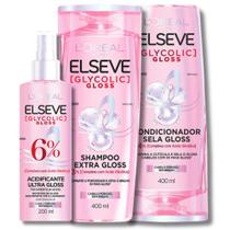 Kit Shampoo/ Condicionador 400ml Glycolic Gloss Acidificante Ultra Gloss Elseve LOreal Paris Brilho Tratamento Capilar